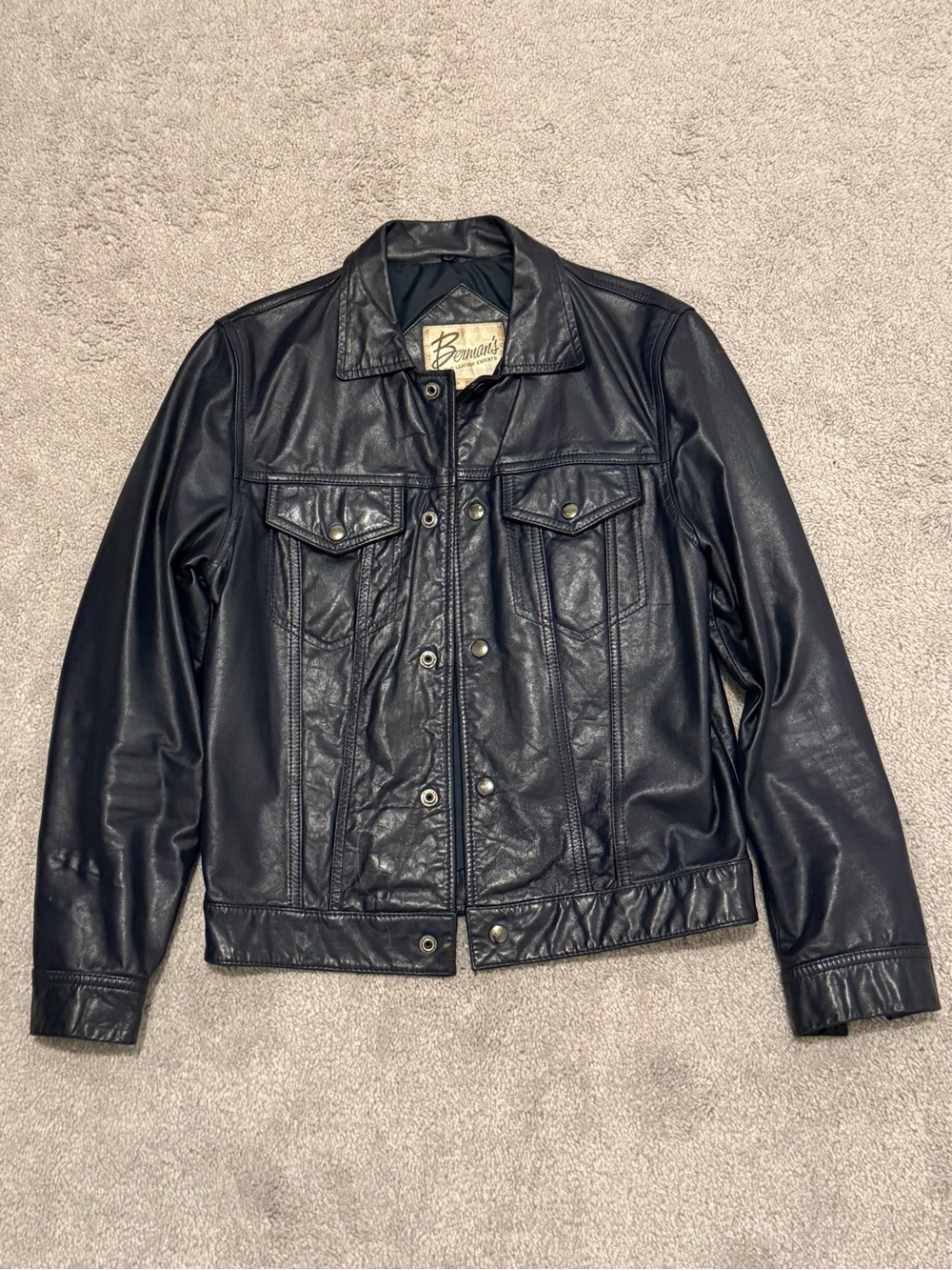RARE VINTAGE Berman’s 80s trucker leather jacket size 34-36